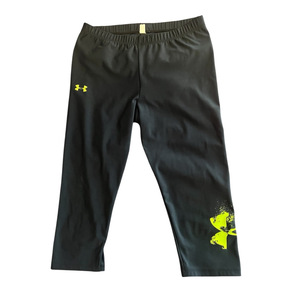 Under Armour Capri Leggings Black with Bright Yellow Accents